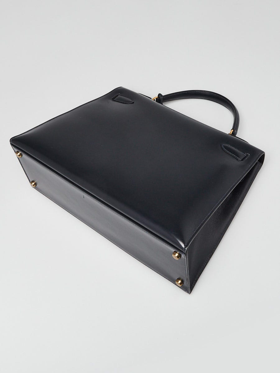 Hermes 32cm Bleu Indigo Box Leather Gold Plated Kelly Sellier Bag - Yoogi's  Closet