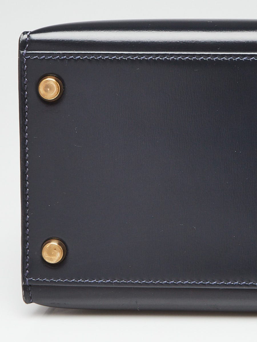 Hermes 32cm Bleu Indigo Box Leather Gold Plated Kelly Sellier Bag