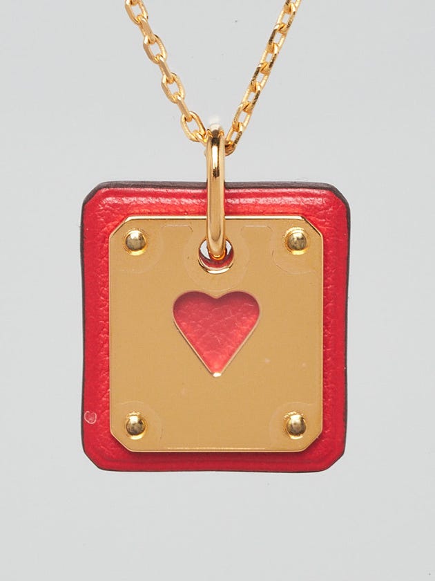 Hermes Rouge de Coeur Swift Leather As de Coeur Pendant Necklace