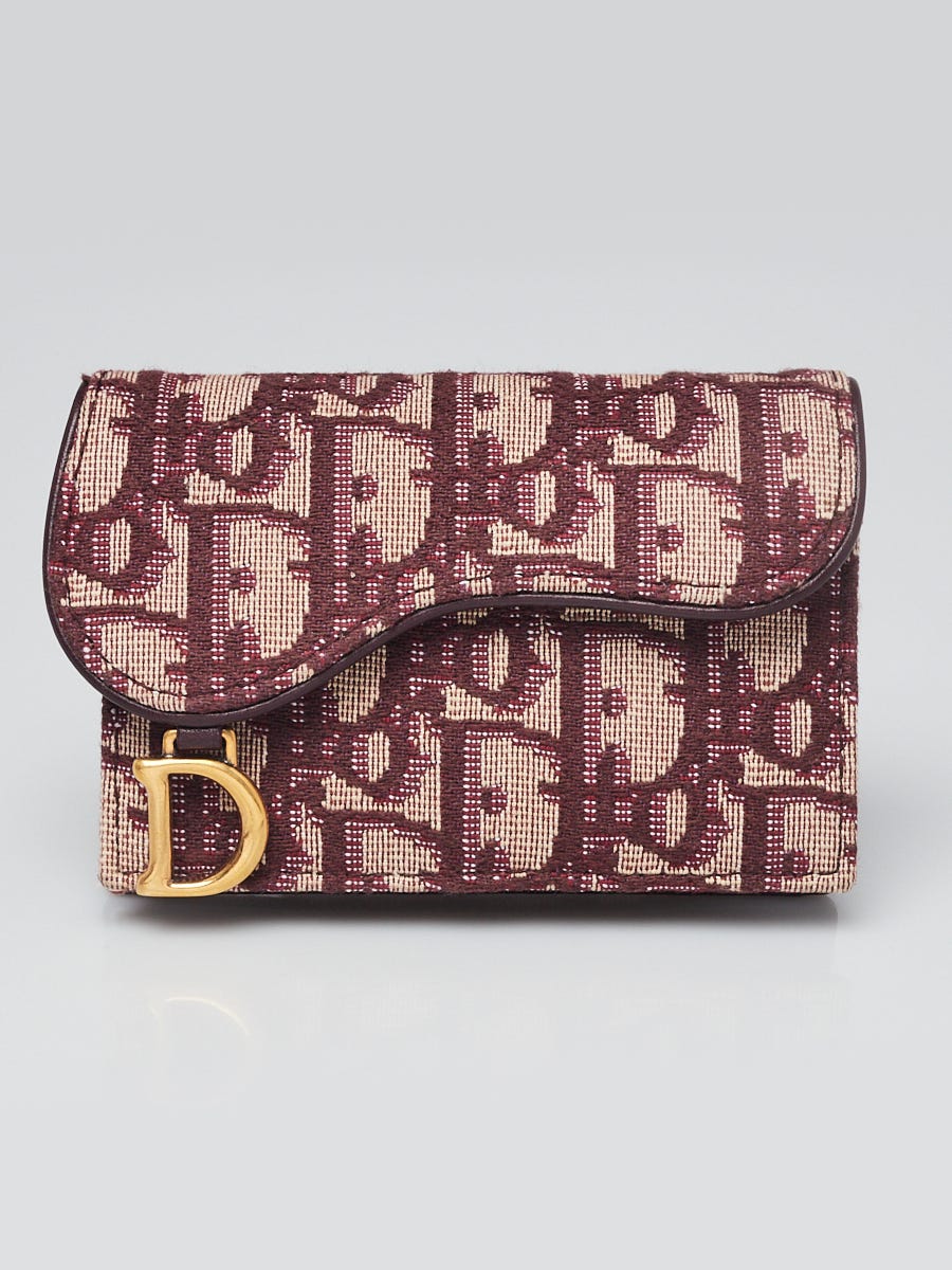 Christian Dior Red Oblique Canvas Saddle Card Holder Wallet - Yoogi's Closet