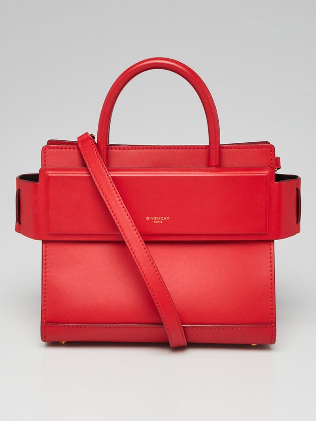 Givenchy Red Smooth Calfskin Leather Mini Horizon Tote Bag