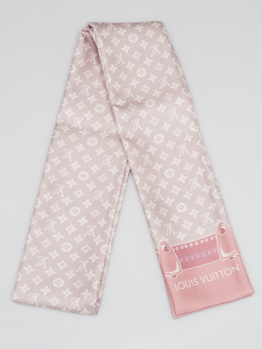 Louis Vuitton Pink Silk Animalle Poodle Print Bandeau Scarf