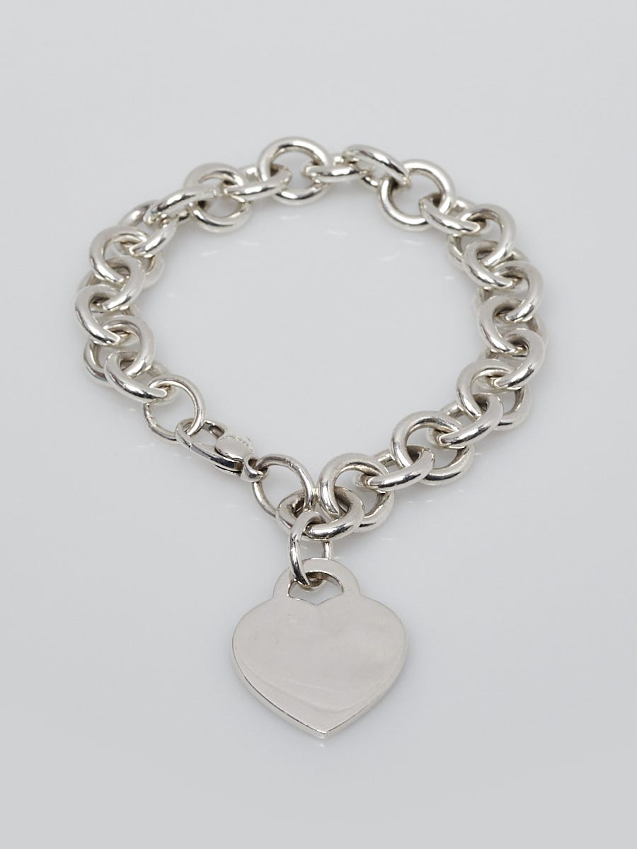 Sterling Silver Heart Tag Charm Bracelet