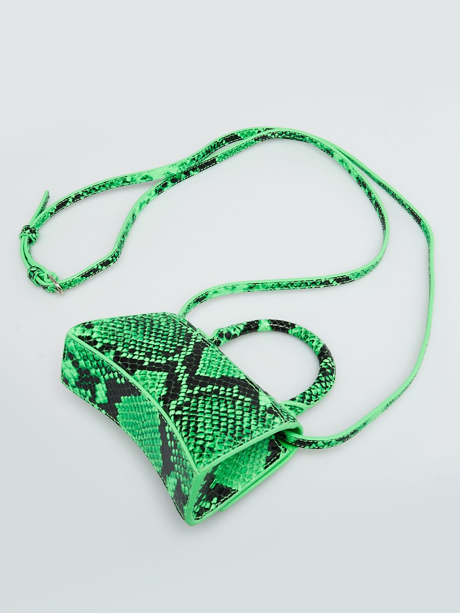 Balenciaga Green, Pattern Print 2021 Embossed Hourglass Nano Bag