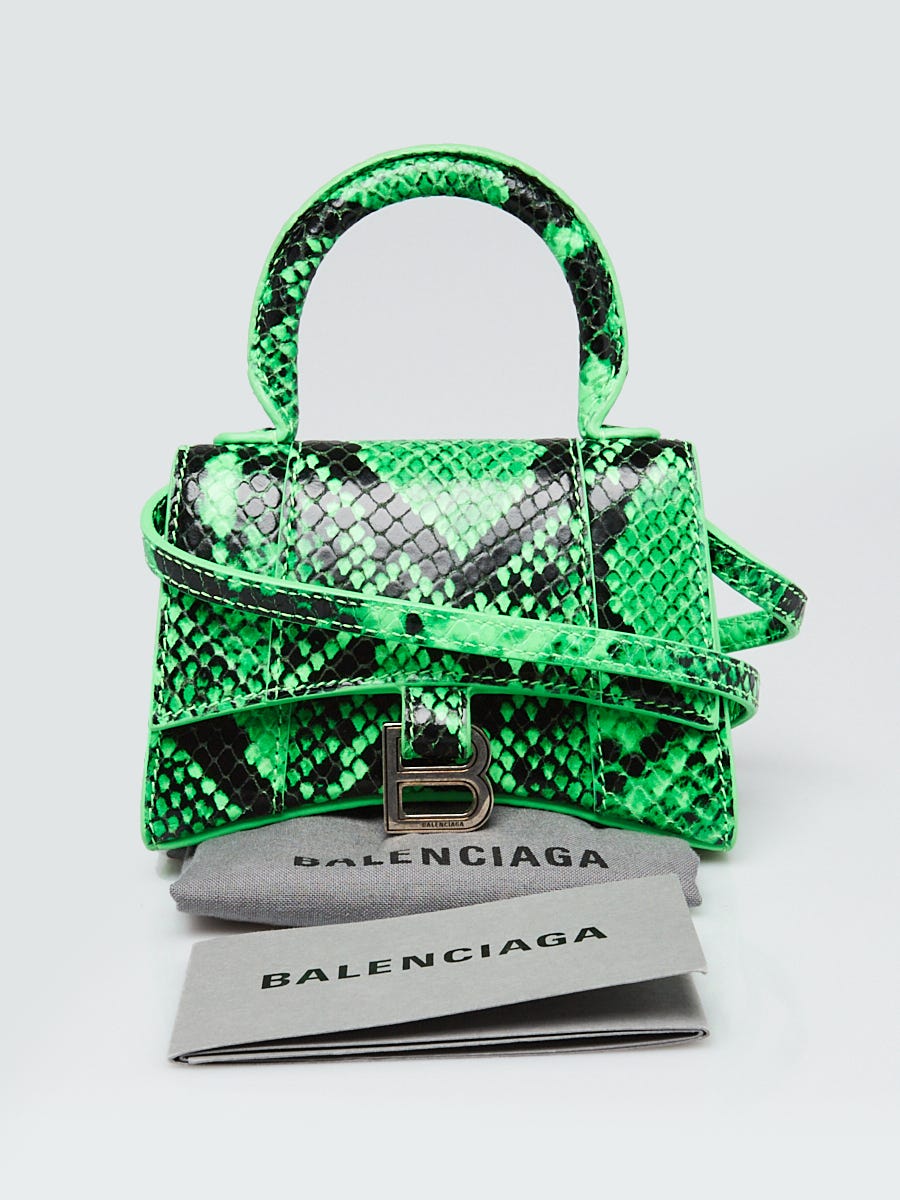 Green Python Top Handle Bag  Bags, Leather top, Top handle bag