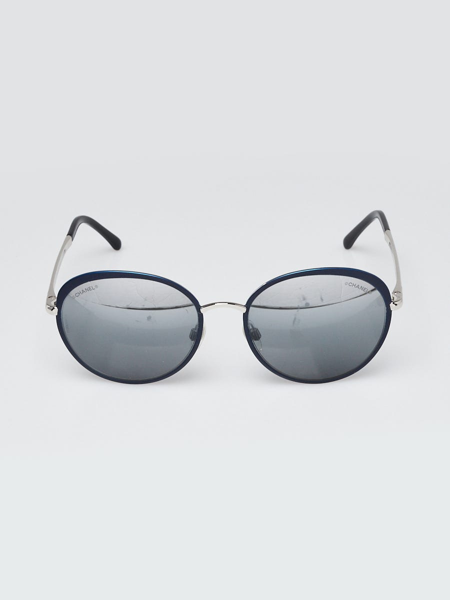 Chanel Dark Blue Metal Round CC Logo Sunglasses-4206