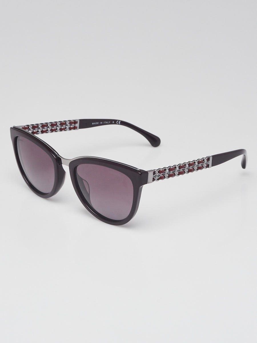 Chanel Burgundy Acetate Frame Tint Cat Eye Sunglasses-5361  display picture 3