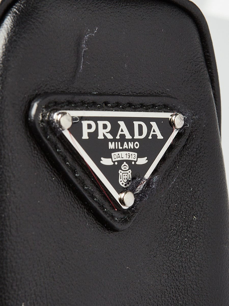 Prada Logo Plaque Crossbody Bag Mini Black in Calfskin Leather