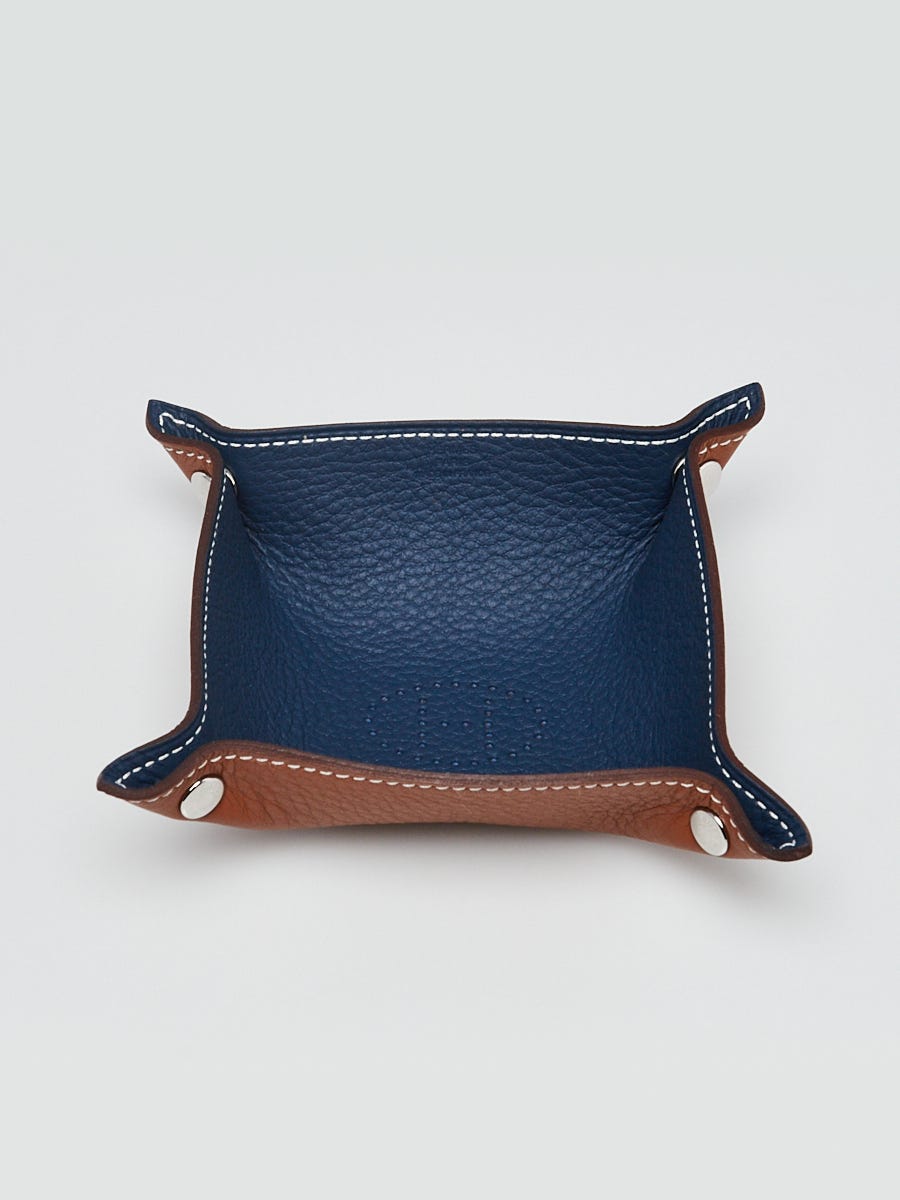 Hermes Gold/Blue Abyss Clemence Taurillon Leather Mises Et Relances Change  Tray - Yoogi's Closet