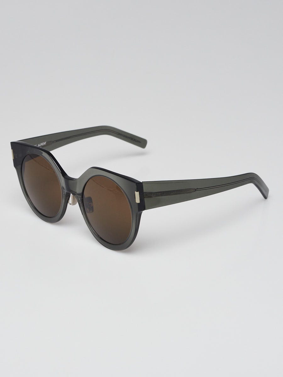 Yves Saint Laurent Grey Acetate Oversized Round Sunglasses - SL185