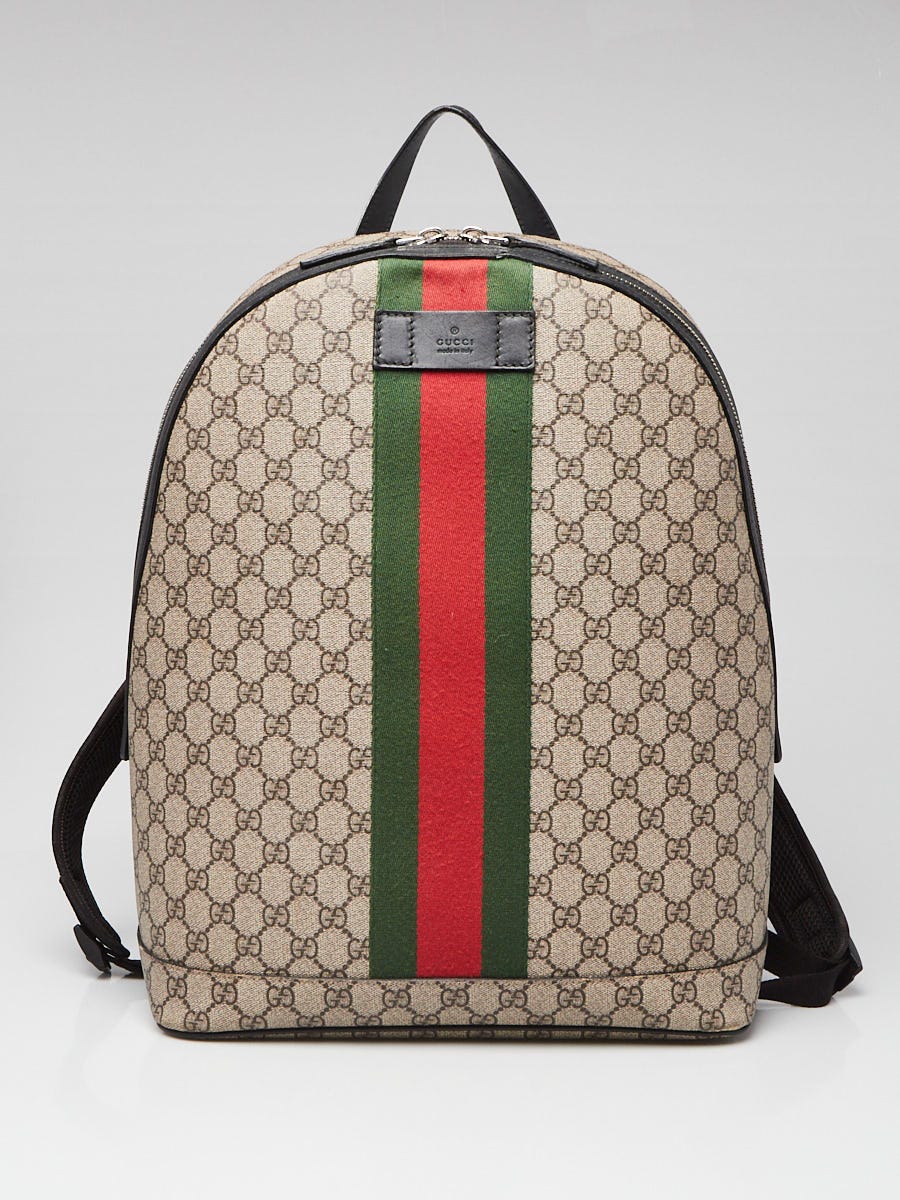 Gucci Beige/Ebony GG Coated Canvas Vintage Web Backpack Bag - Yoogi's Closet