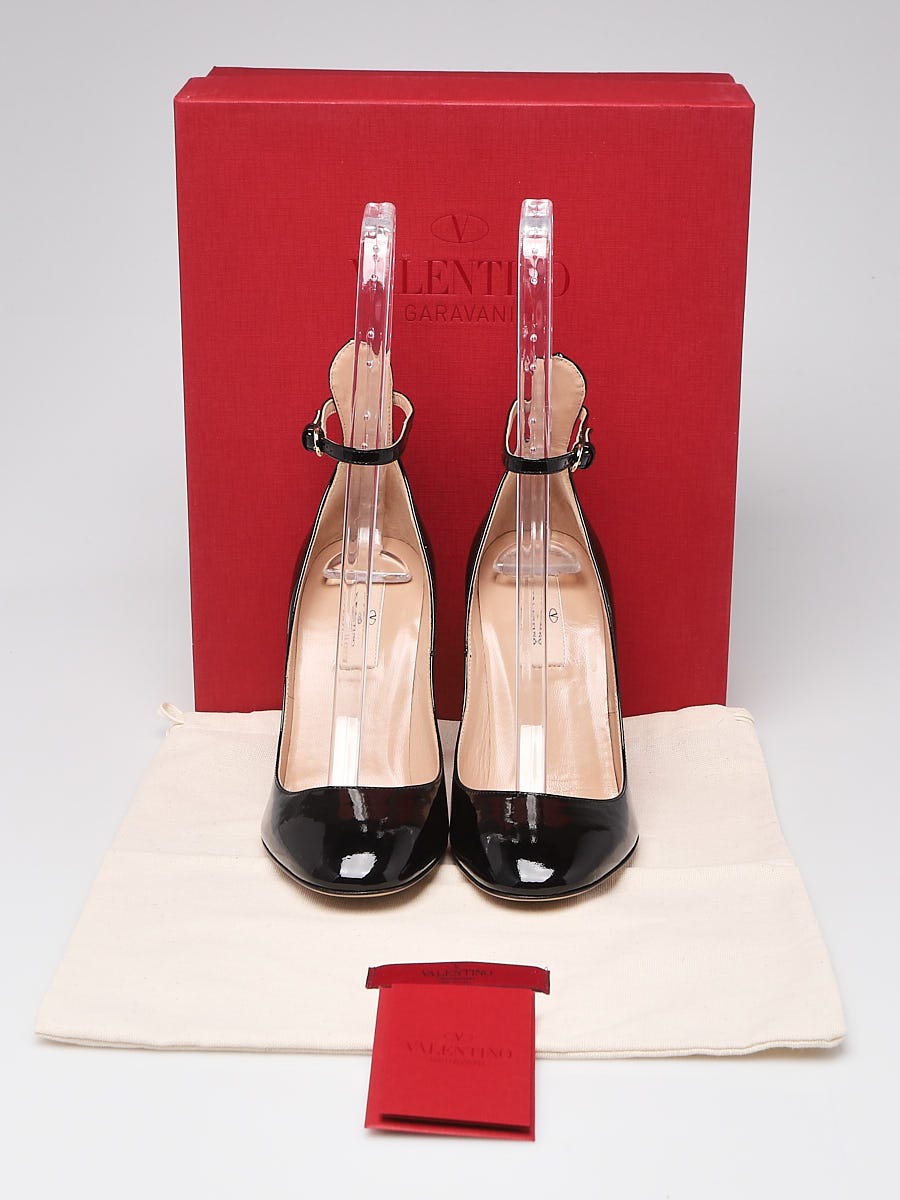 Valentino Black Patent Leather Tango Ankle Strap Pumps Size Valentino Black Patent Leather Tango Ankle Strap Pumps Size