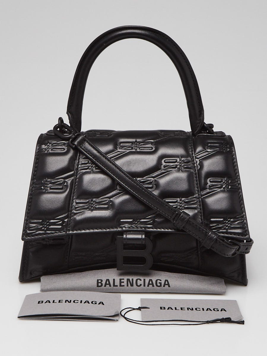 Janice dækning peregrination Balenciaga Black Embossed Leather Hourglass Small Top Handle Bag - Yoogi's  Closet