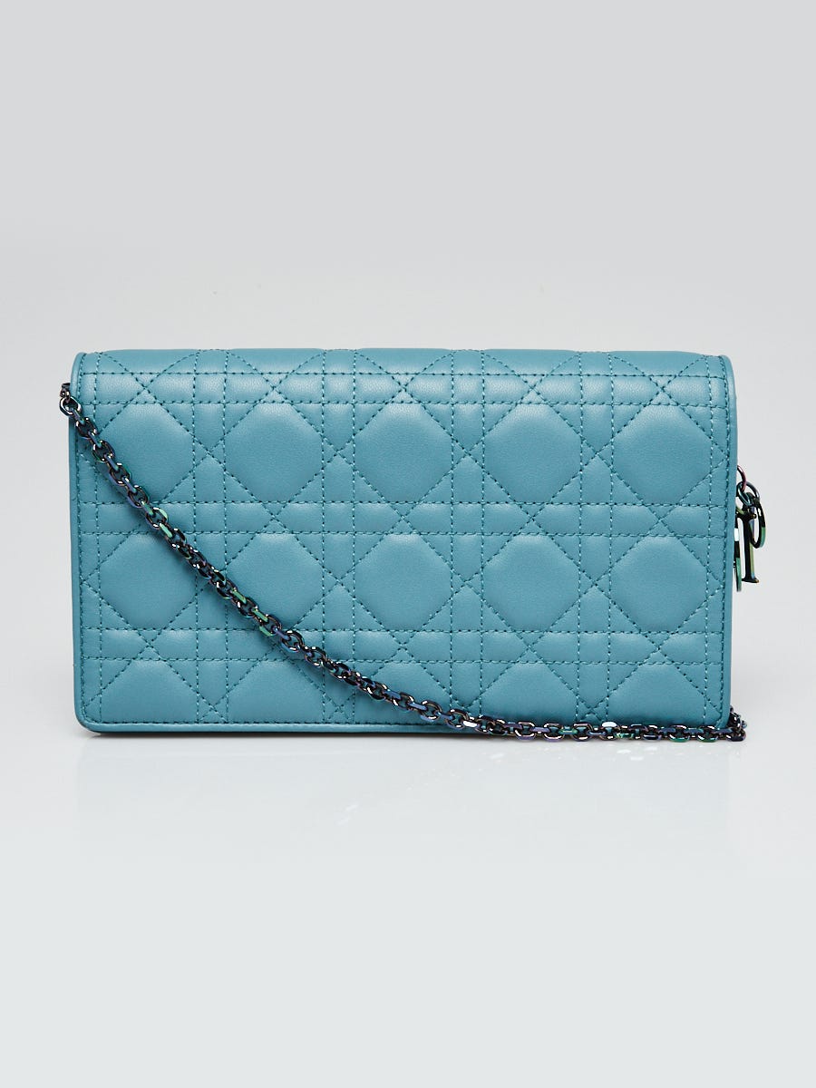 Christian Dior Azure Cannage Quilted Lambskin Leather Lady Dior