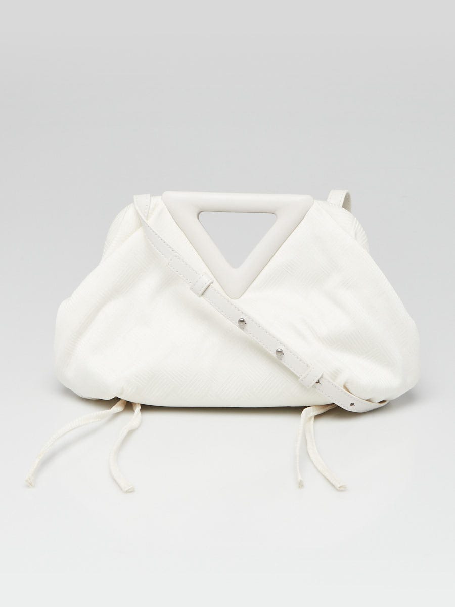 Bottega Veneta White Increcciato Fabric The Point Triangle Bag