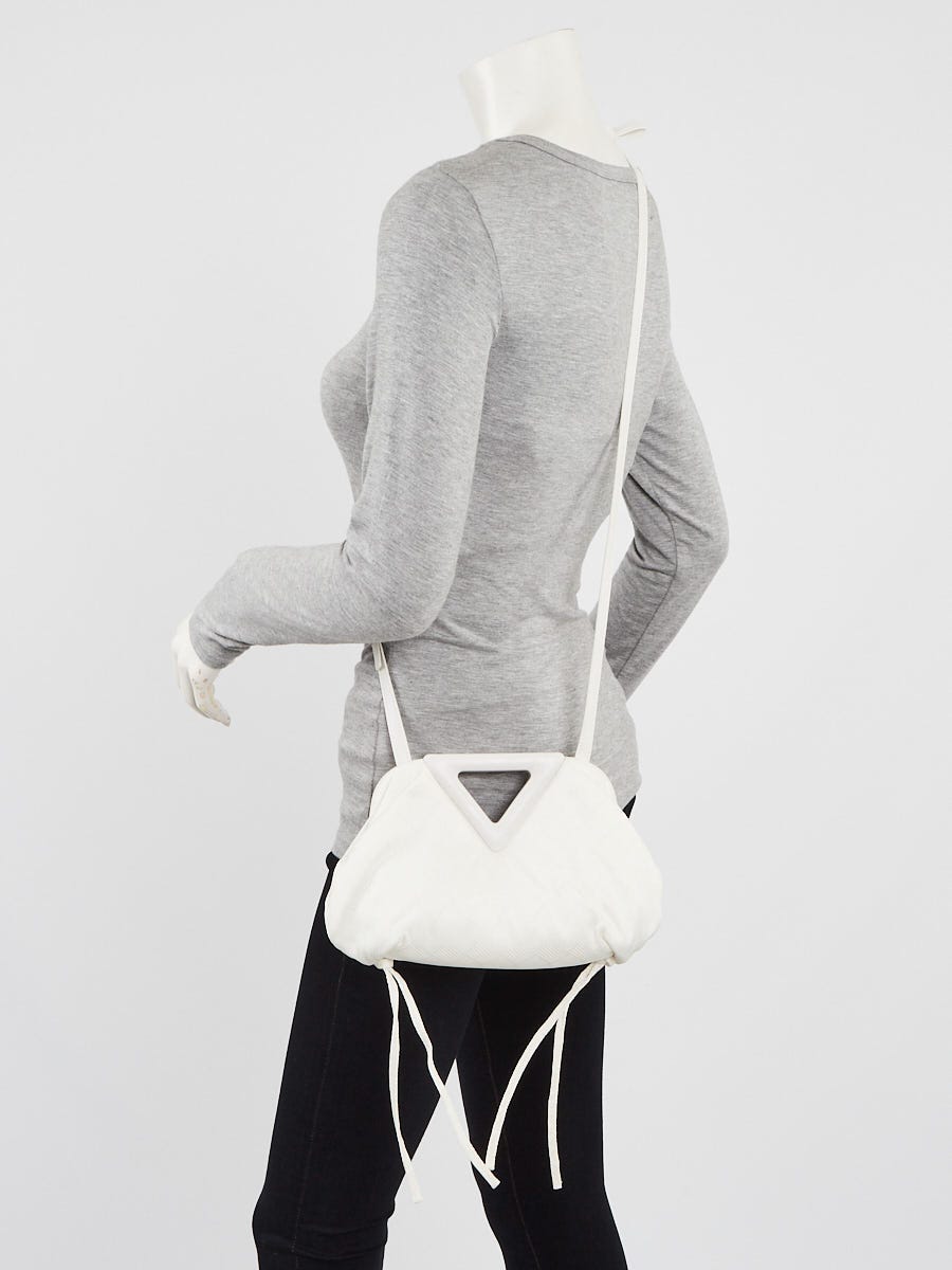 Bottega Veneta White Increcciato Fabric The Point Triangle Bag
