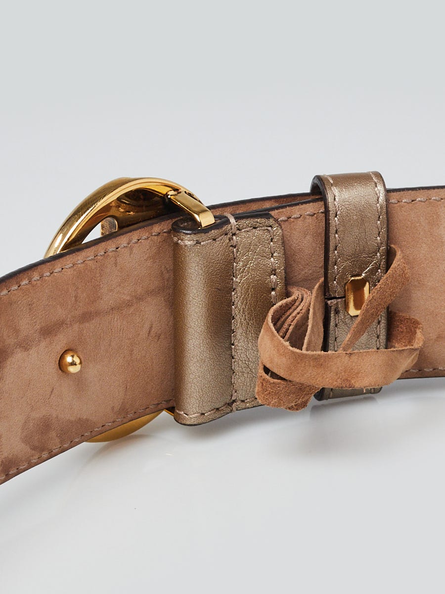 Gucci Gold Smooth Leather Double G Belt Size 80/32 | Yoogi's Closet