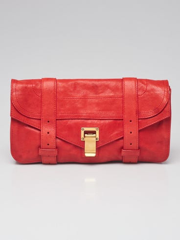 Proenza Schouler Bright Red Lux Leather PS1 Pochette Clutch Bag