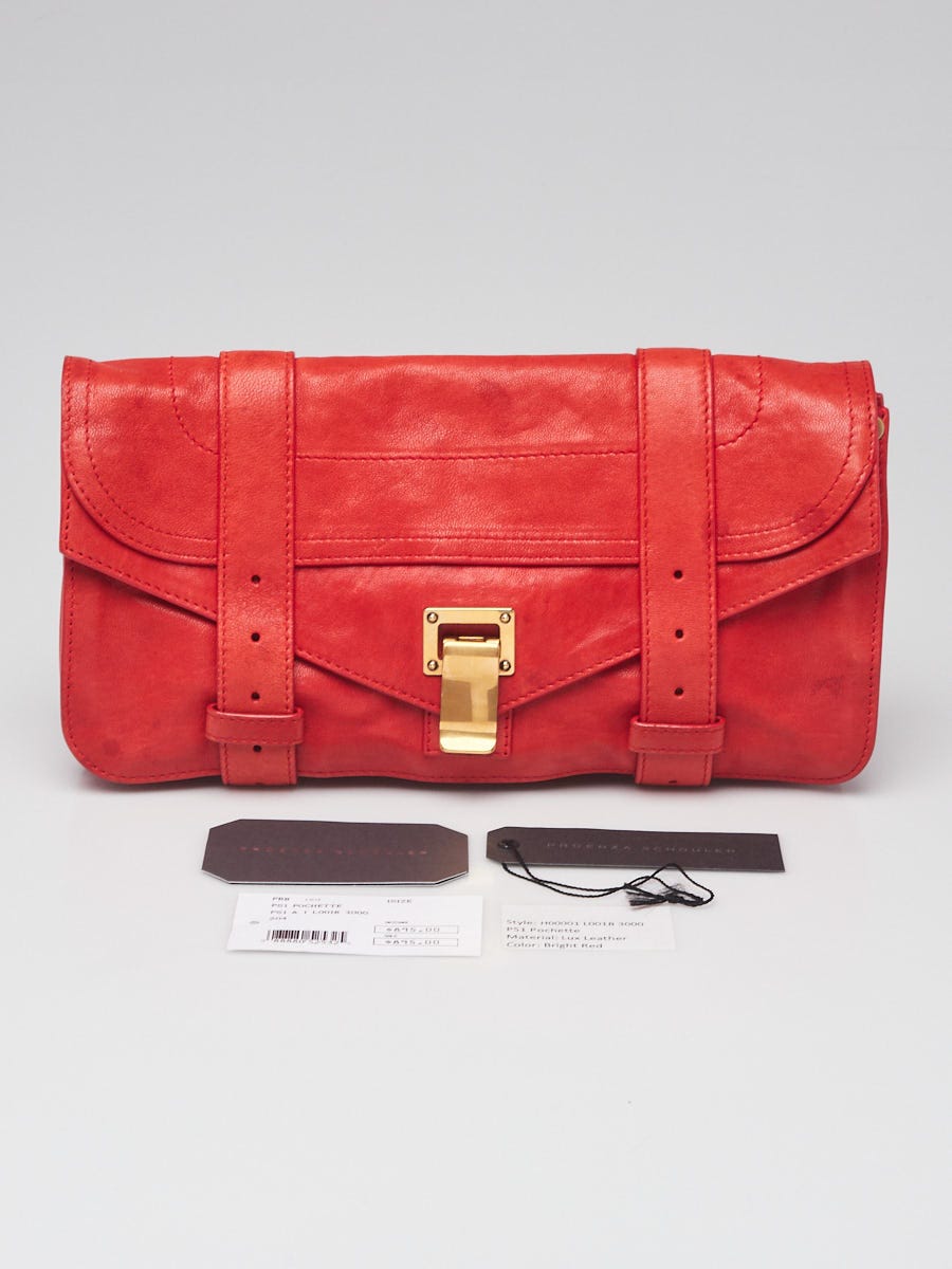 Proenza Schouler Bright Red Lux Leather PS1 Pochette Clutch Bag