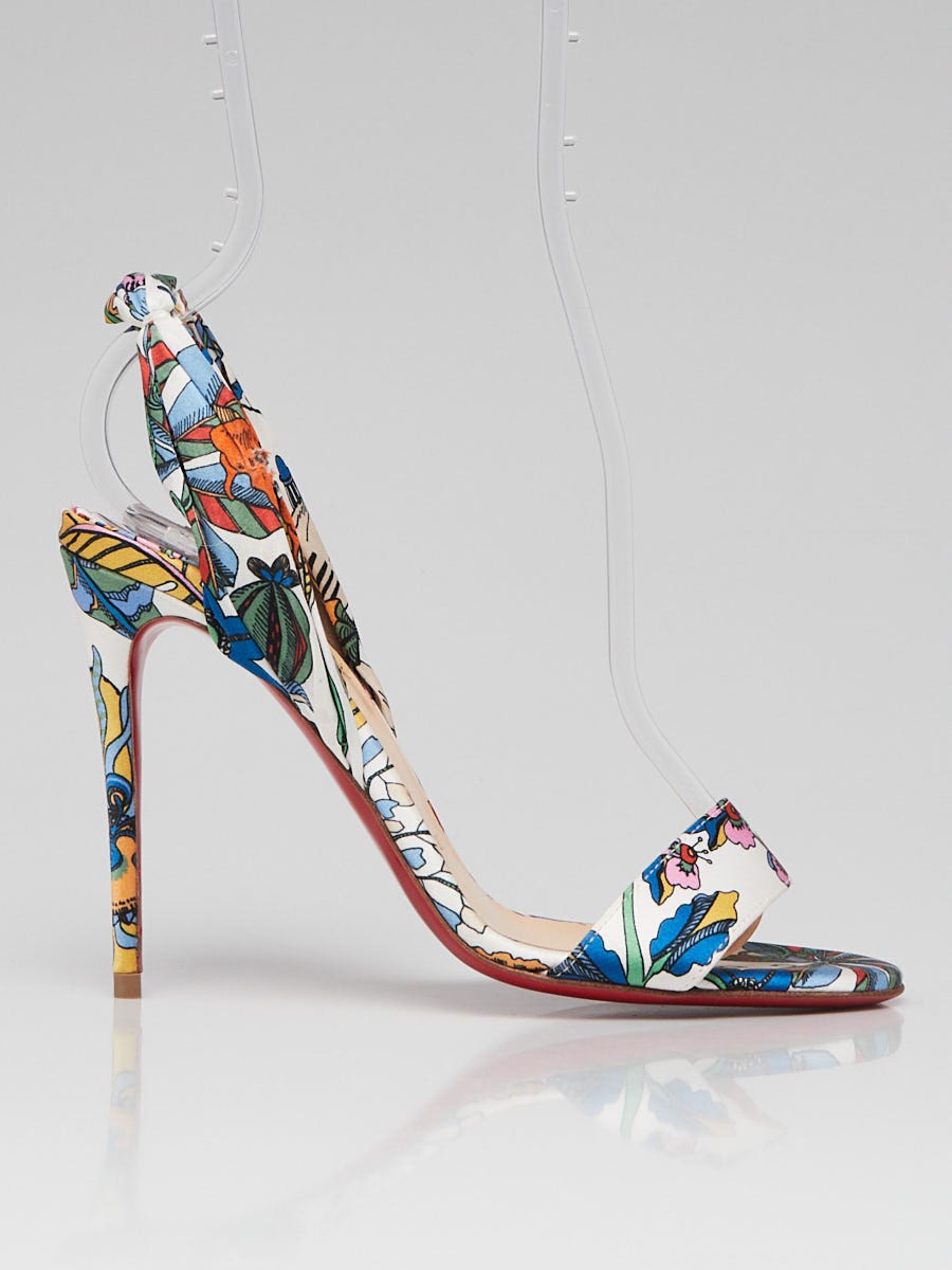 NEW Christian Louboutin Floral Embroidered Heels Pumps Peep Toe
