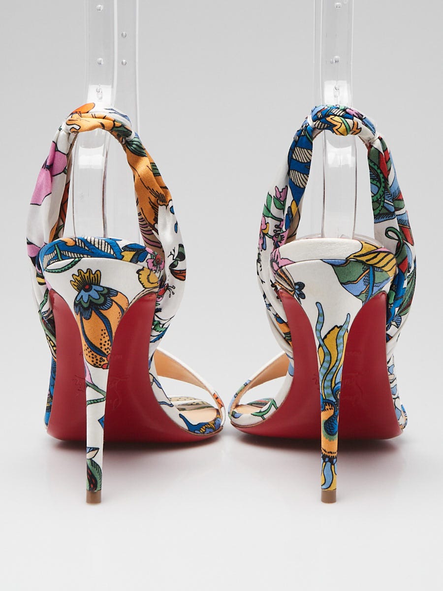 Christian Louboutin Multicolor Floral Print Silk Sling Back Heels Size 4.5 35 Yoogi s Closet