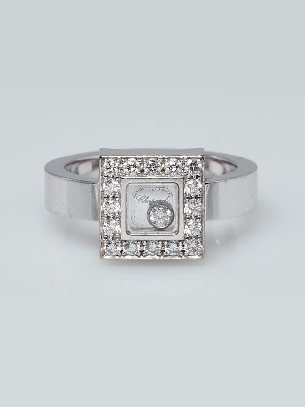 Chopard 18k White Gold 'Happy Diamond' Floating Diamond Icons Ring Size 6.5