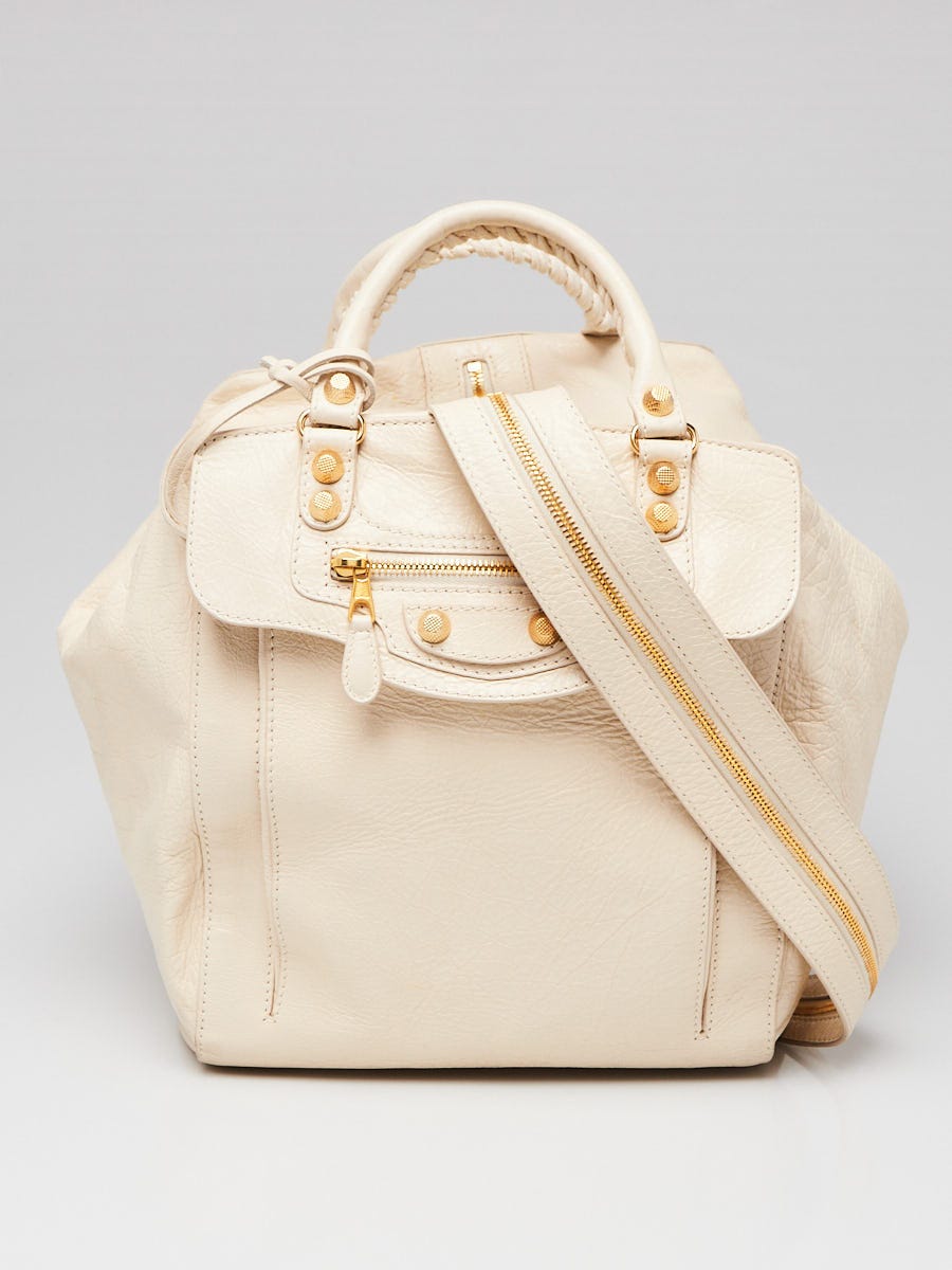 Hvor fint Skeptisk Fem Balenciaga Blanc Creme Lambskin Leather Giant 12 Sac Convertible Backpack  Bag - Yoogi's Closet