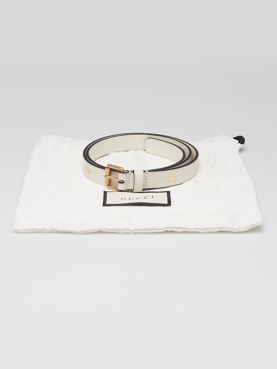 13066 - Gucci White Leather Thin Belt 703327 Gucci White Leather Thin Belt 703327 - Luxury Designer Accessory main image 4