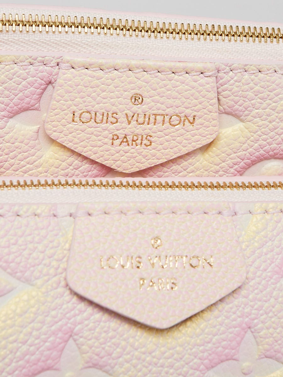 Authenticated used Louis Vuitton Louis Vuitton Pochette Trio Summer Stardust Collection Mini Pouch Set of 3 Monogram Implant Leather Light Pink/Blue