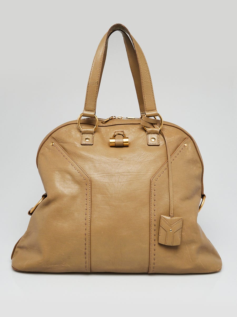 Yves Saint Laurent Beige Calfskin Leather Oversized Muse Bag - Eva
