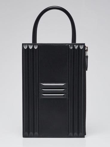 Hermes Black Tadelakt Leather Kelly Cadena Bag