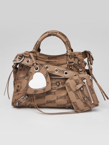 Balenciaga Brown/Black BB Monogram Coated Canvas Cagole XS Crossbody Bag