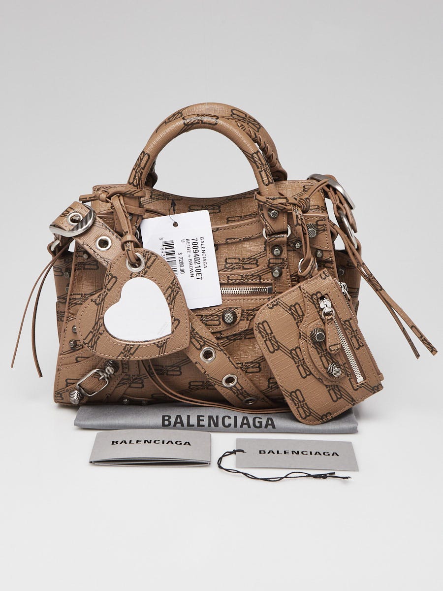 Balenciaga Men Signature Monogram Waist bag in Beige calfskin