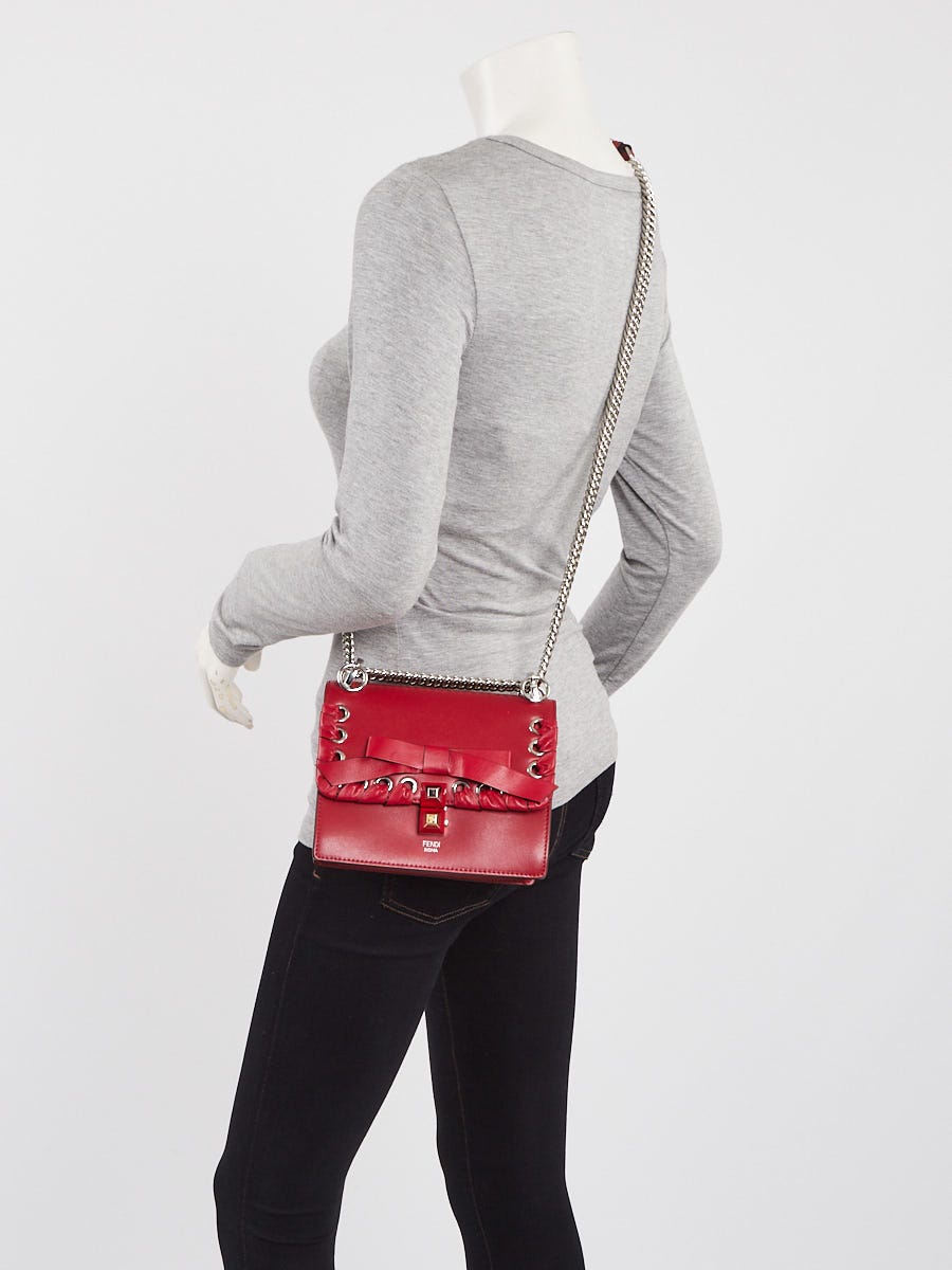 Fendi Red Leather Mini I Kan Whipstitch Shoulder Bag 8M0381