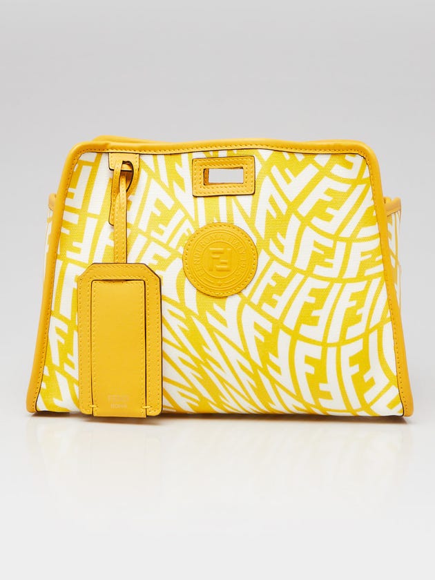 Fendi Yellow/White Logo Print Coated Canvas Peekaboo Defender Cover 7AR717