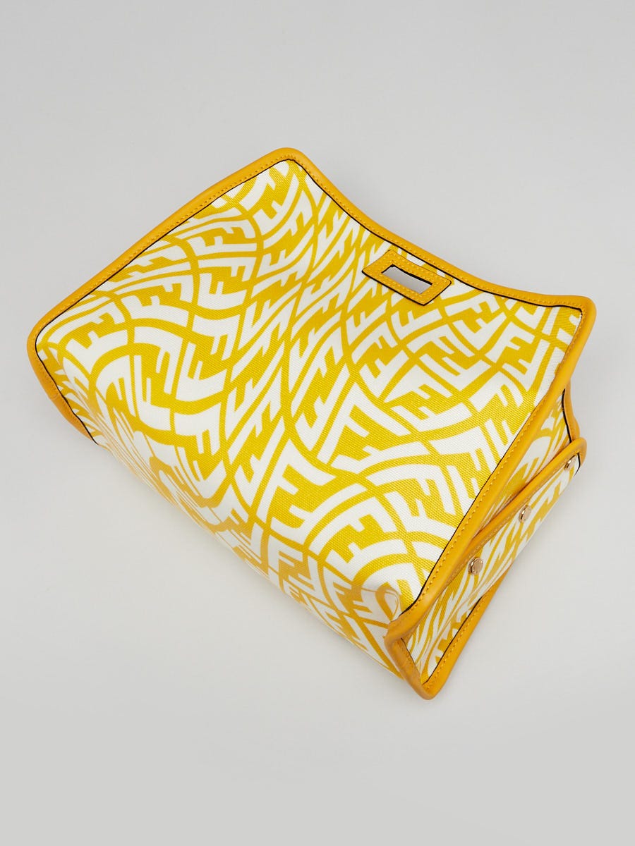 Fendi Yellow/White Logo Print Coated Canvas Peekaboo