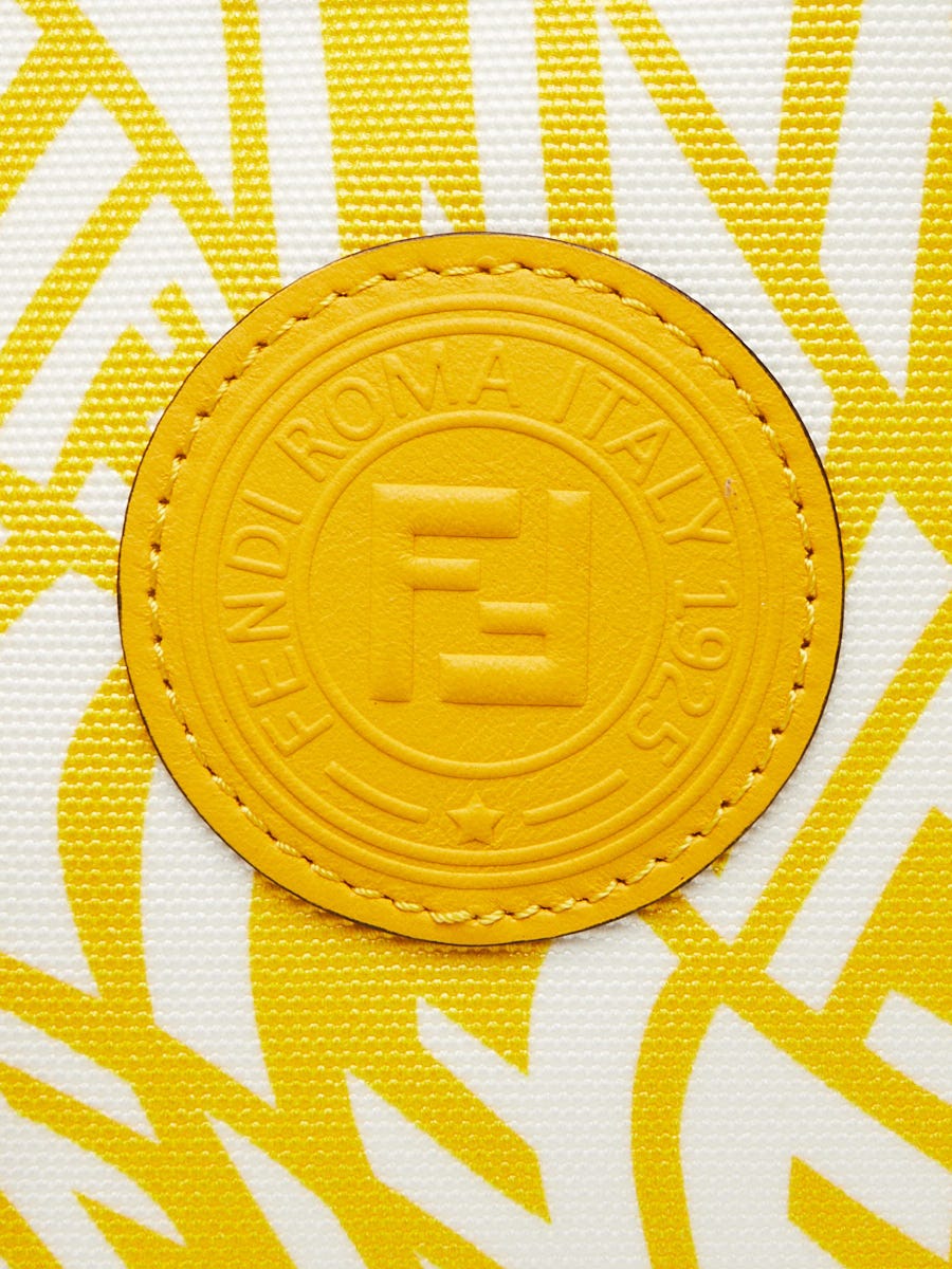 Fendi Yellow/White Logo Print Coated Canvas Peekaboo