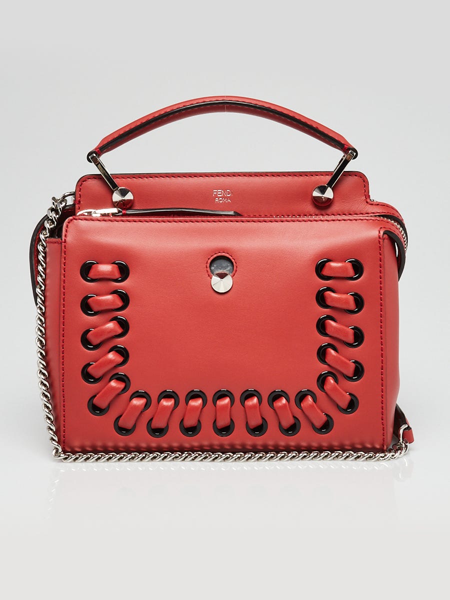 Fendi Red Smooth Braided Leather Dotcom Click Small Shoulder Bag - 8BN299 -  Yoogi's Closet
