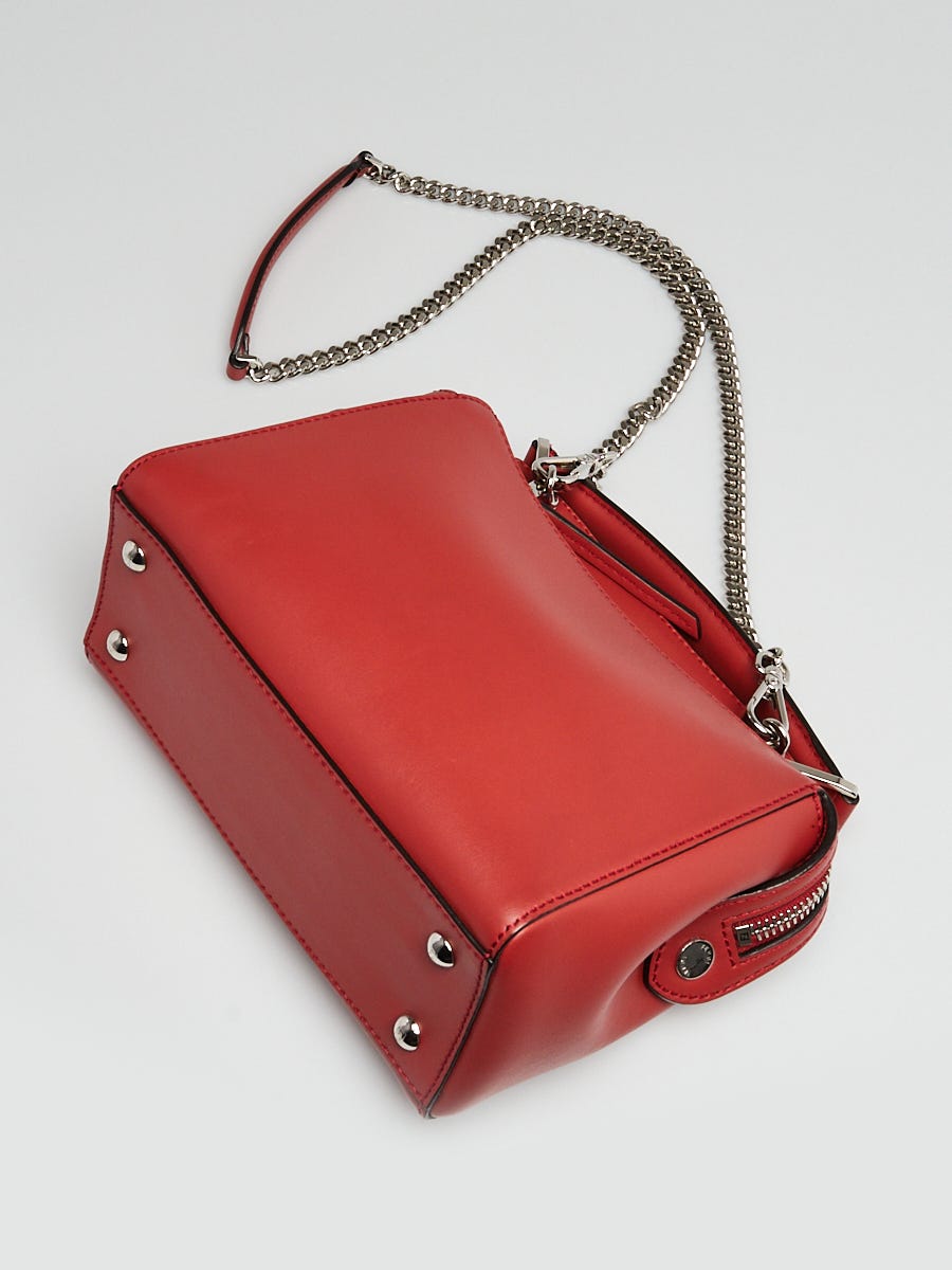 Fendi Red Smooth Braided Leather Dotcom Click Small Shoulder Bag