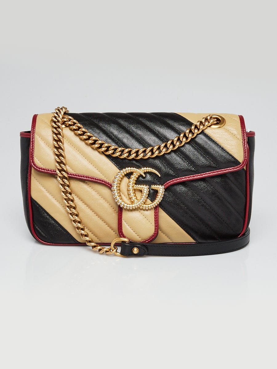 Gg marmont flap leather crossbody bag Gucci Black in Leather