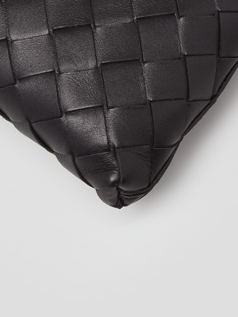 Black Intrecciato-leather cross-body bag, Bottega Veneta