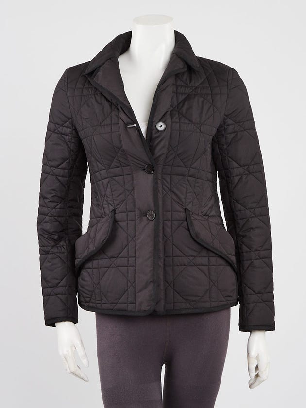 Christian Dior Black MacroCannage Quilted Polyester Bar Jacket Size 6