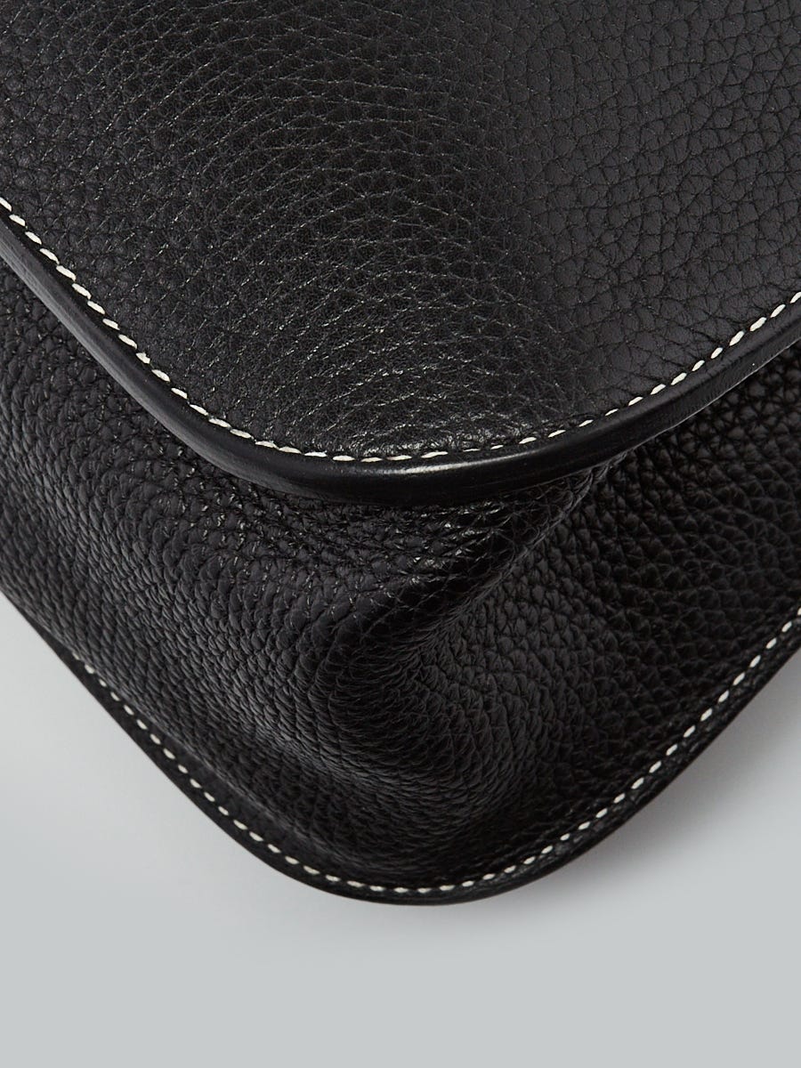 Hermes 31cm Black Clemence Leather Palladium Plated Halzan
