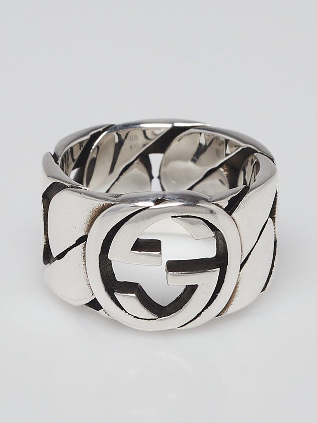 Gucci Silver Wide Interlocking G Ring Size 5