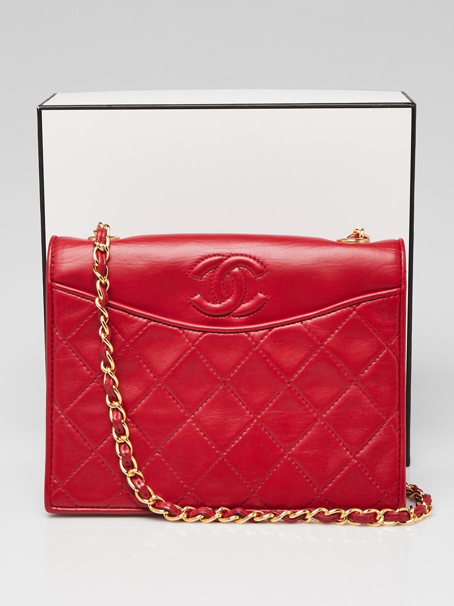Chanel Red Quilted Lambskin Leather Medium Boy Bag - Yoogi's Closet