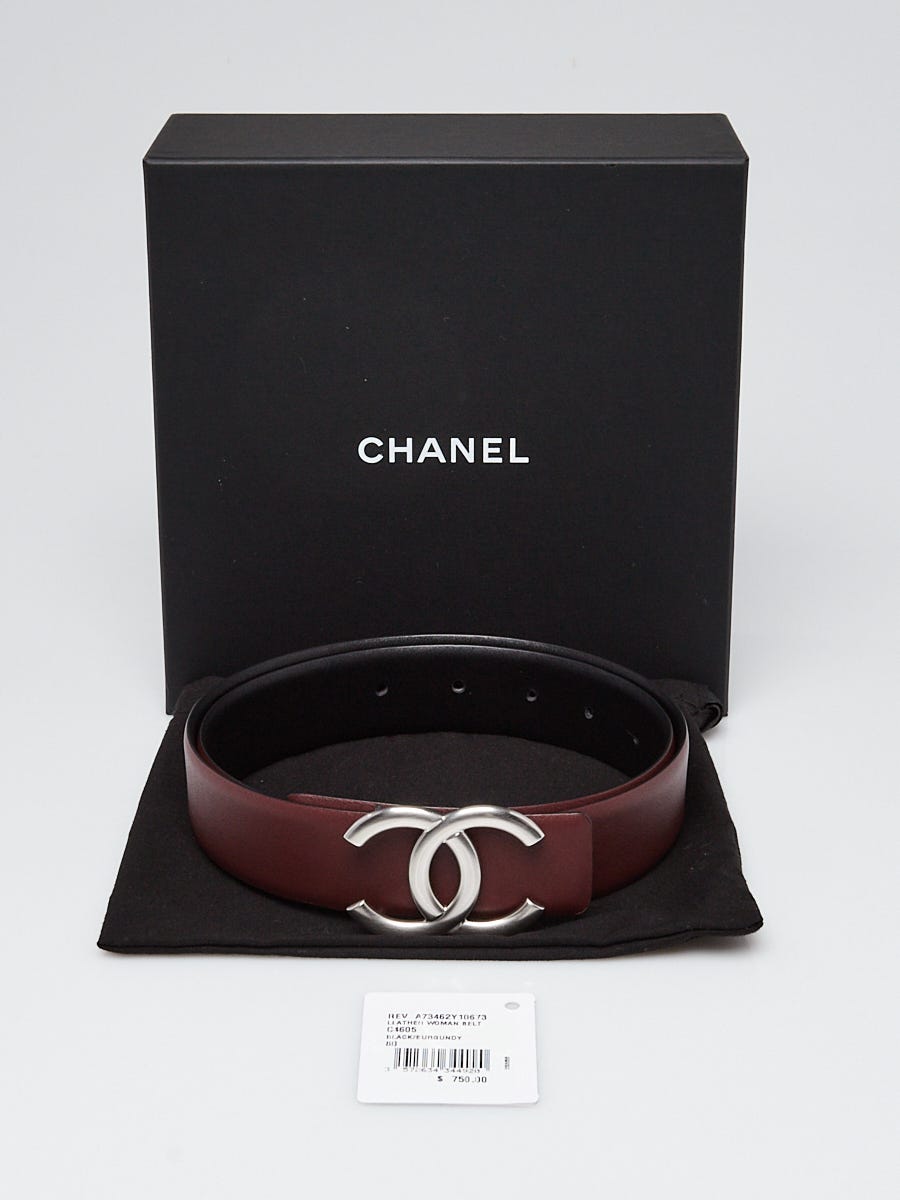 Chanel Black/Burgundy Leather CC Logo Belt Size 80/32  display picture 1