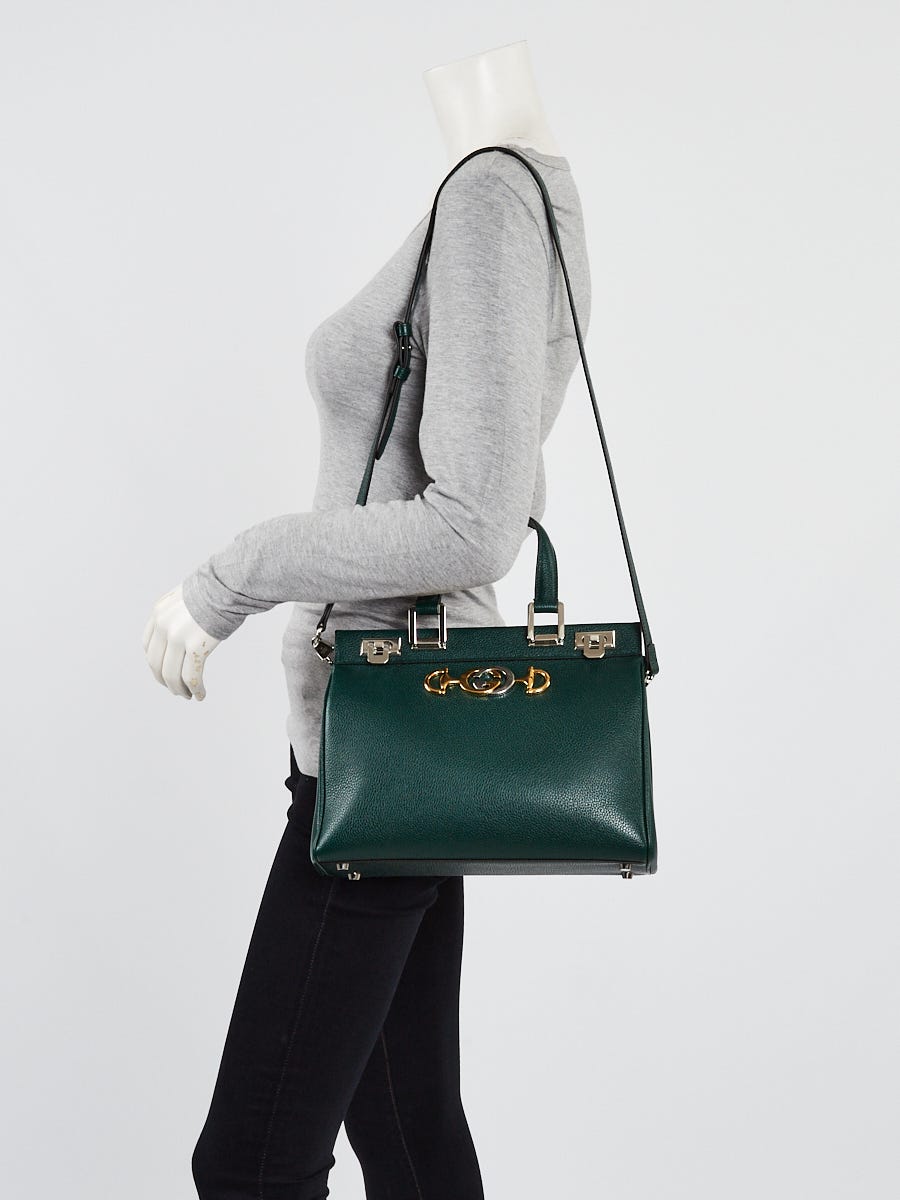 Gucci 569712 Small Green Leather Zumi Top Handle Tote Bag