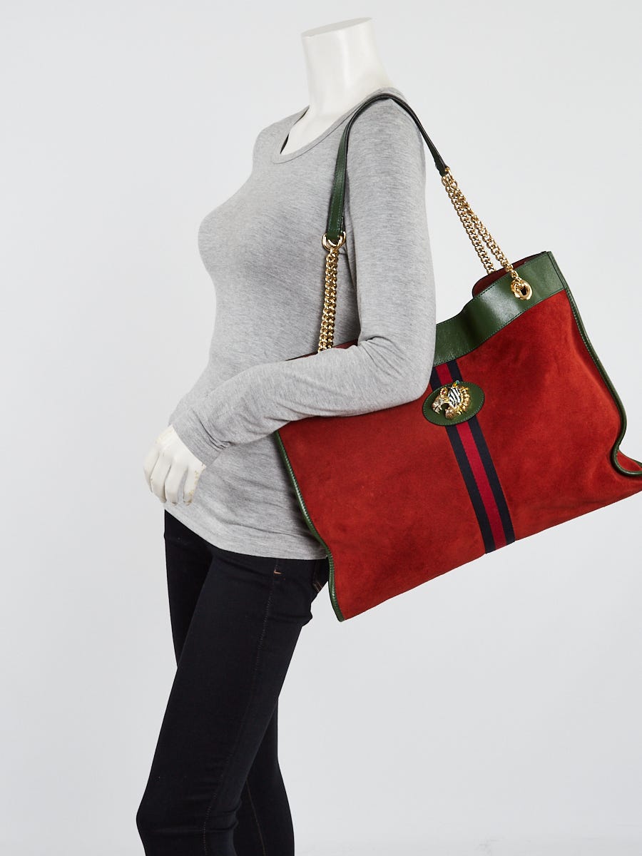 Gucci Red Suede Large Rajah Tote Bag | Yoogi's Closet