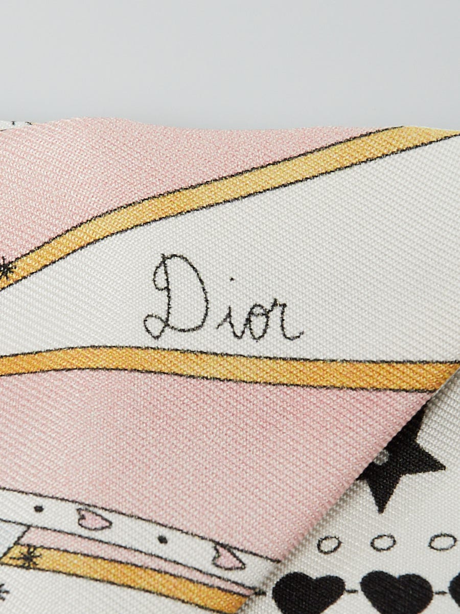 Christian Dior White/Pink Silk La Papesse Tarot Mitzah Twilly