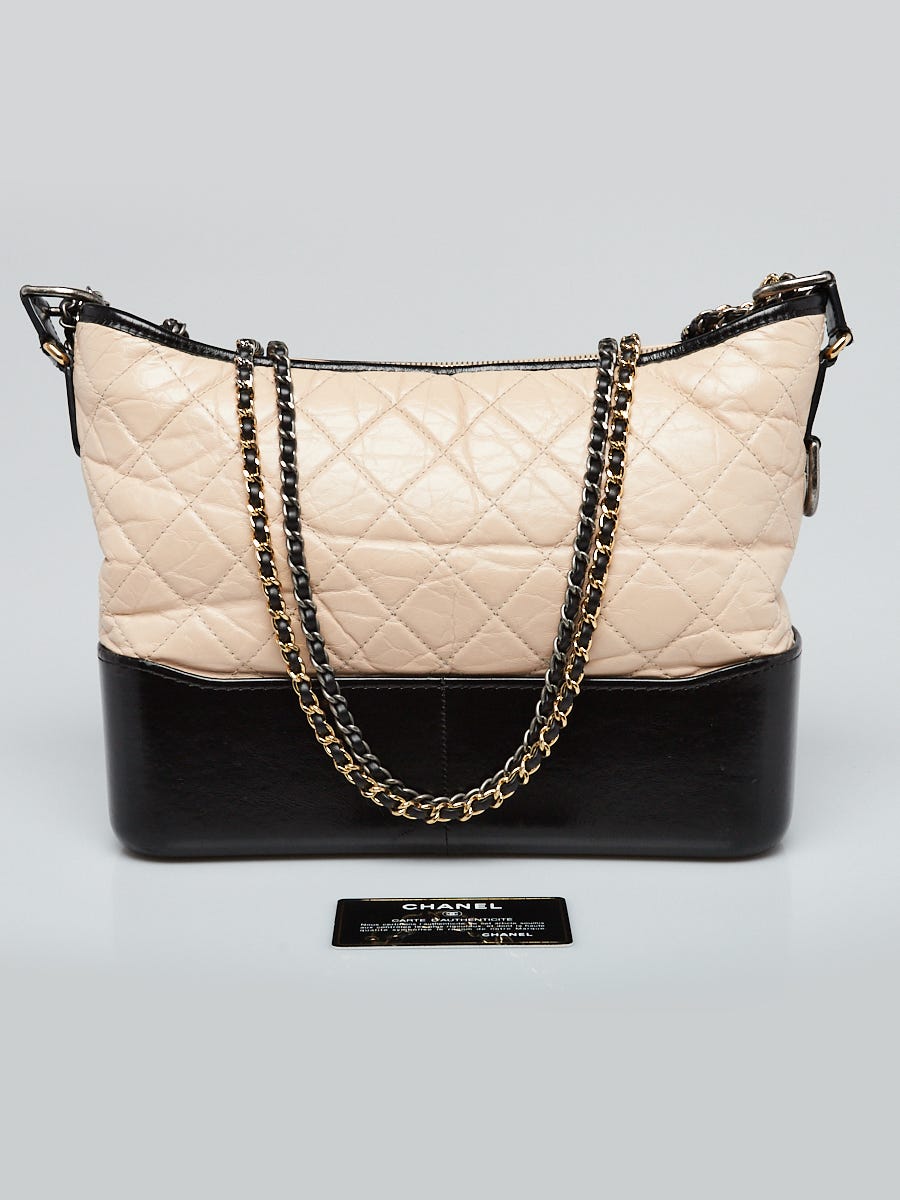 Chanel Beige Black Gabrielle Hobo Medium Bag New Boxed With Receipt